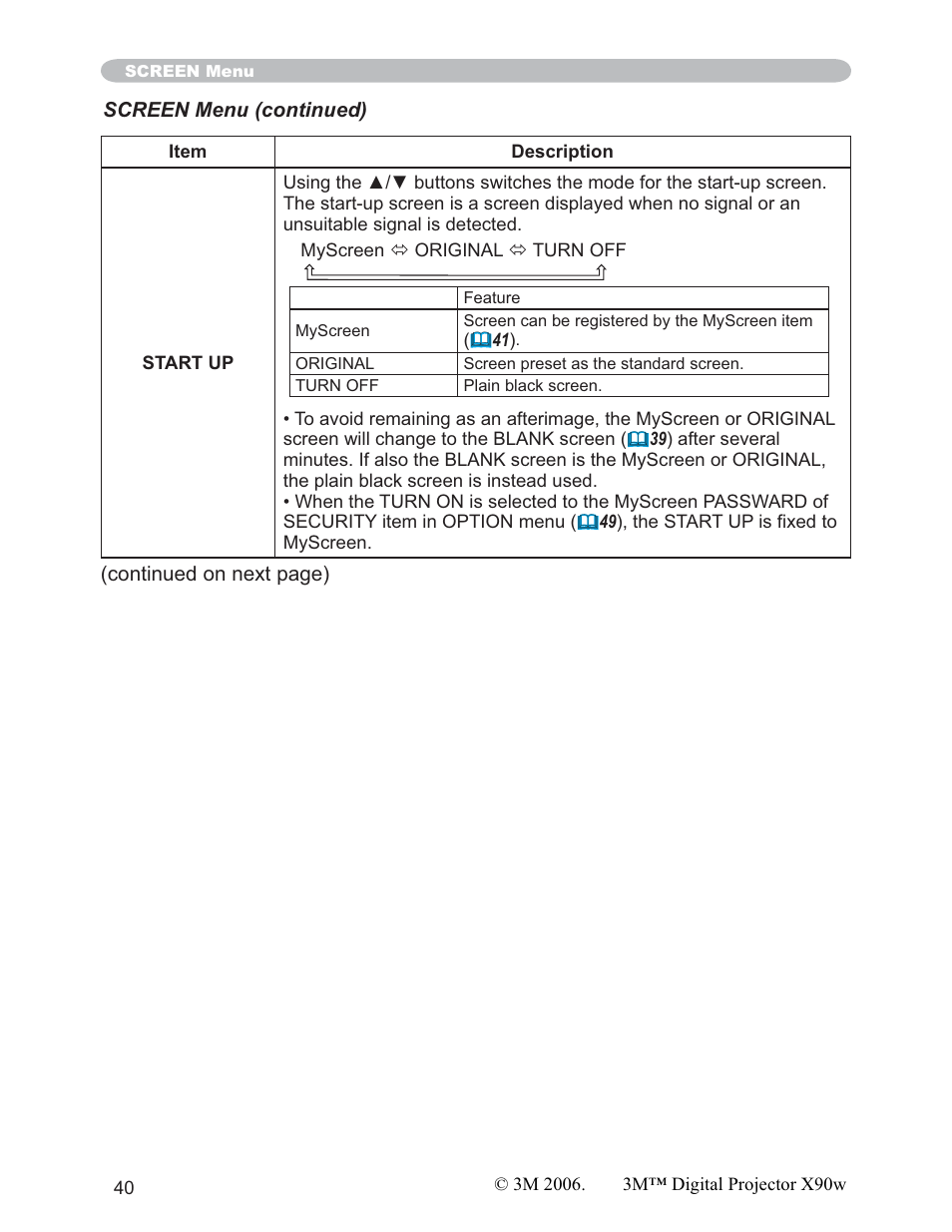3M X90w User Manual | Page 40 / 73