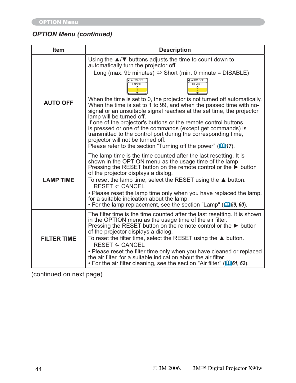 3M X90w User Manual | Page 44 / 73