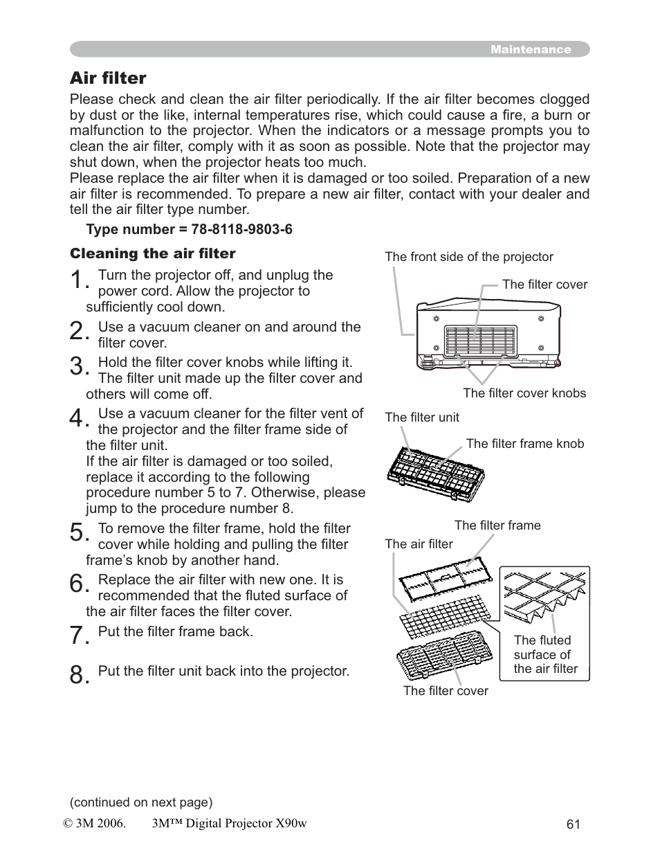3M X90w User Manual | Page 61 / 73