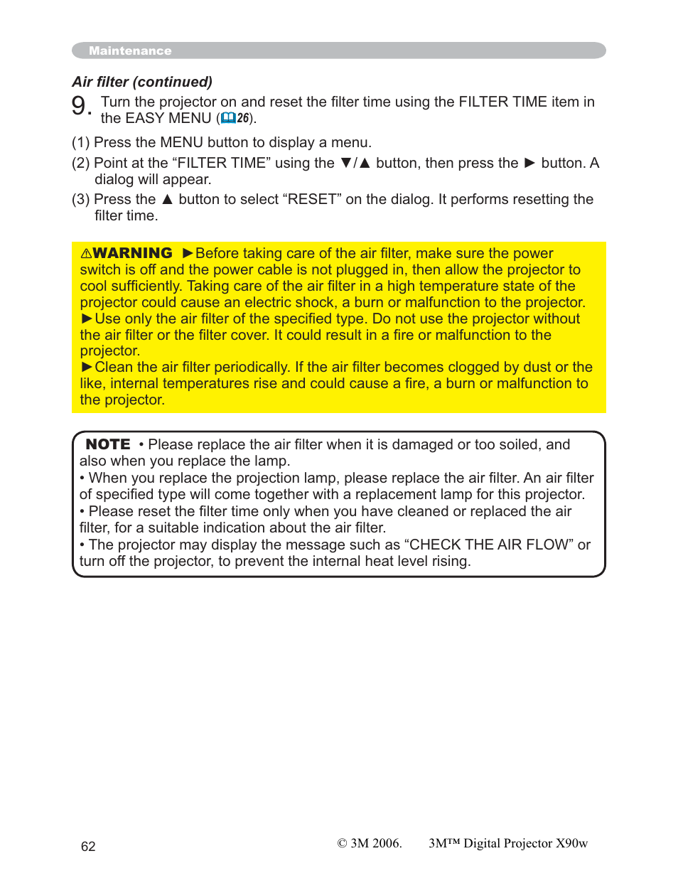 3M X90w User Manual | Page 62 / 73
