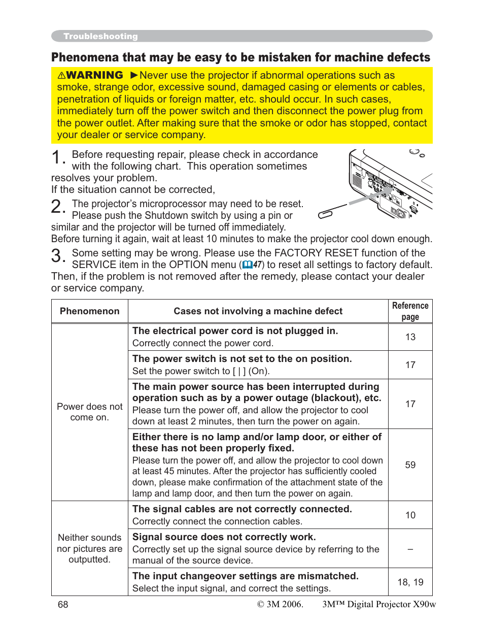 3M X90w User Manual | Page 68 / 73