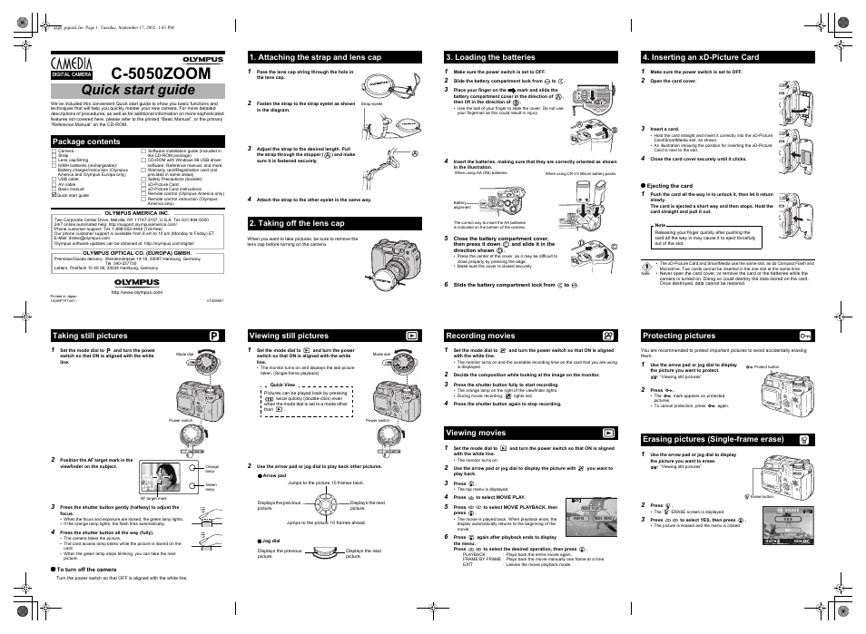 Olympus C-5050 Zoom User Manual | 2 pages