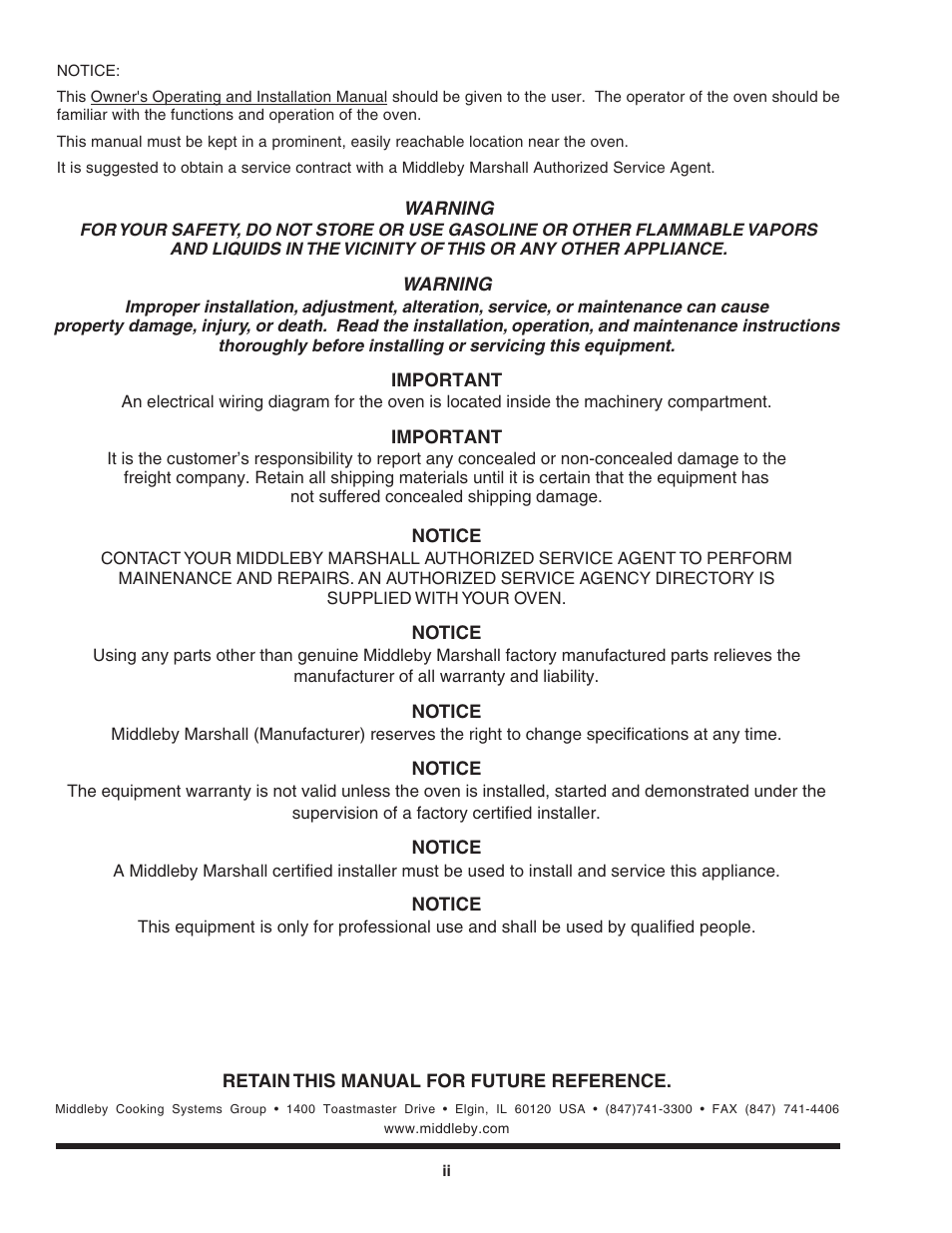 Middleby Marshall PS840E Electric User Manual | Page 2 / 35