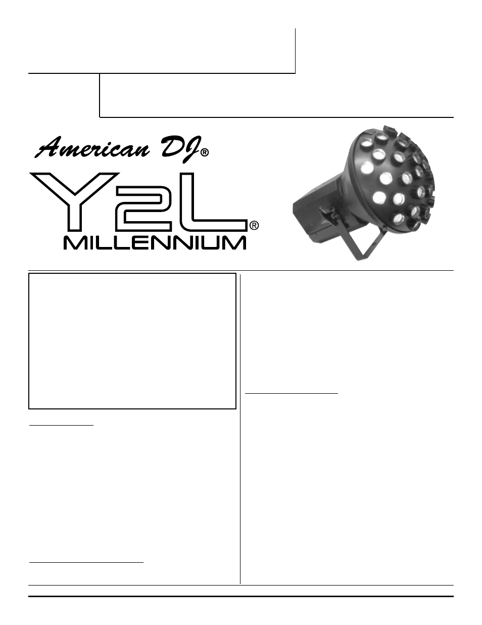 American DJ Millennium Y2L User Manual | 1 page