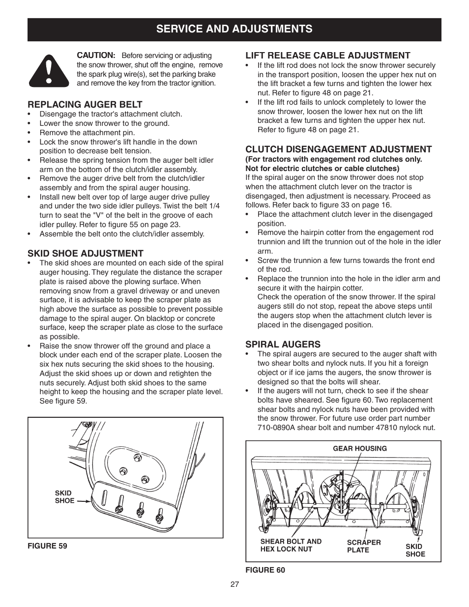 Service and adjustments | Agri-Fab LST42B User Manual | Page 27 / 36