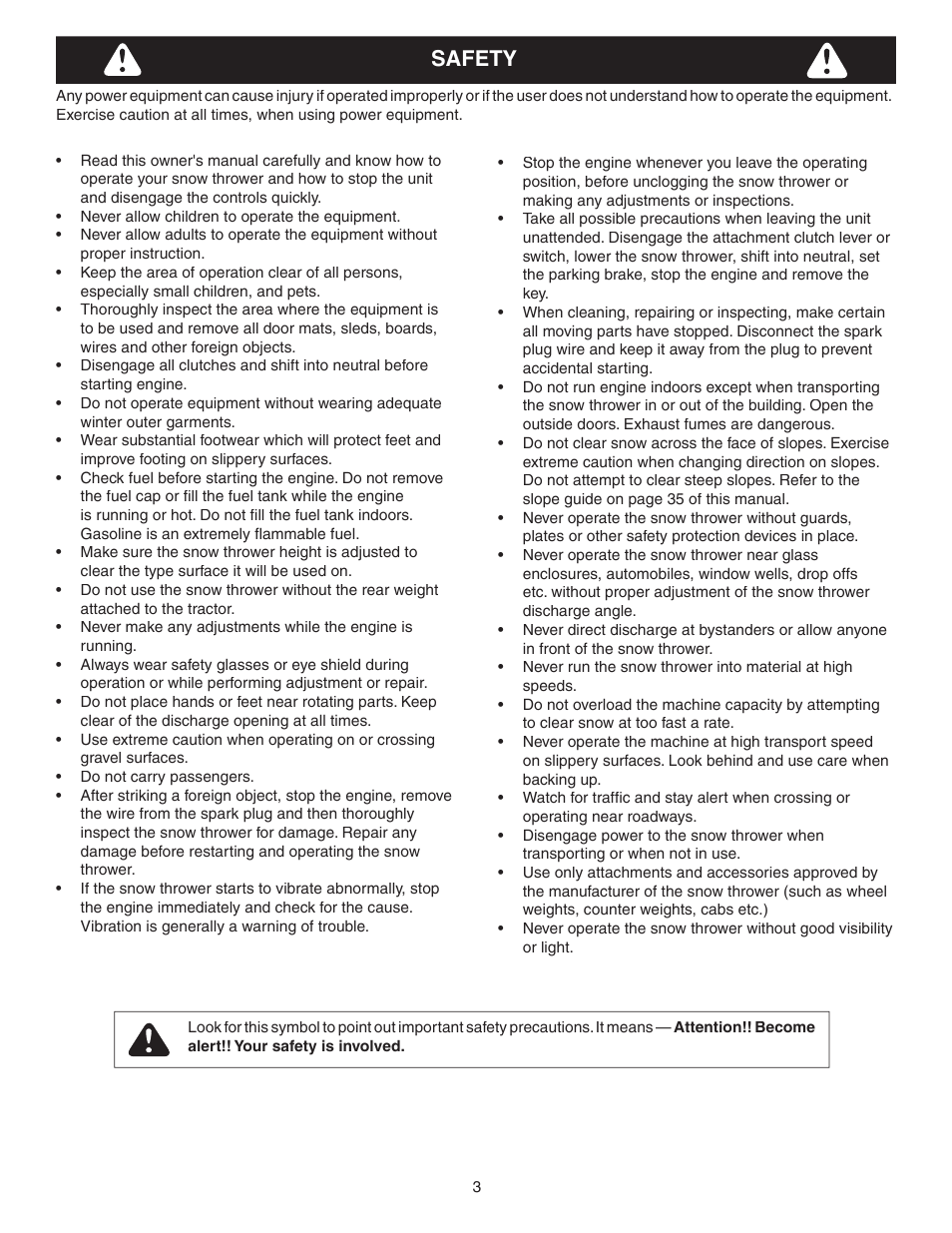 Safety | Agri-Fab LST42B User Manual | Page 3 / 36