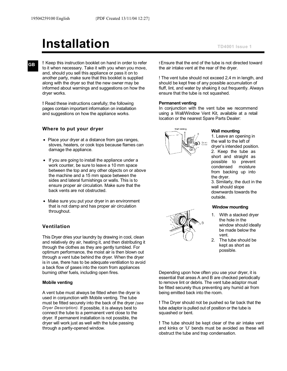Installation | Ariston AS60V User Manual | Page 2 / 12