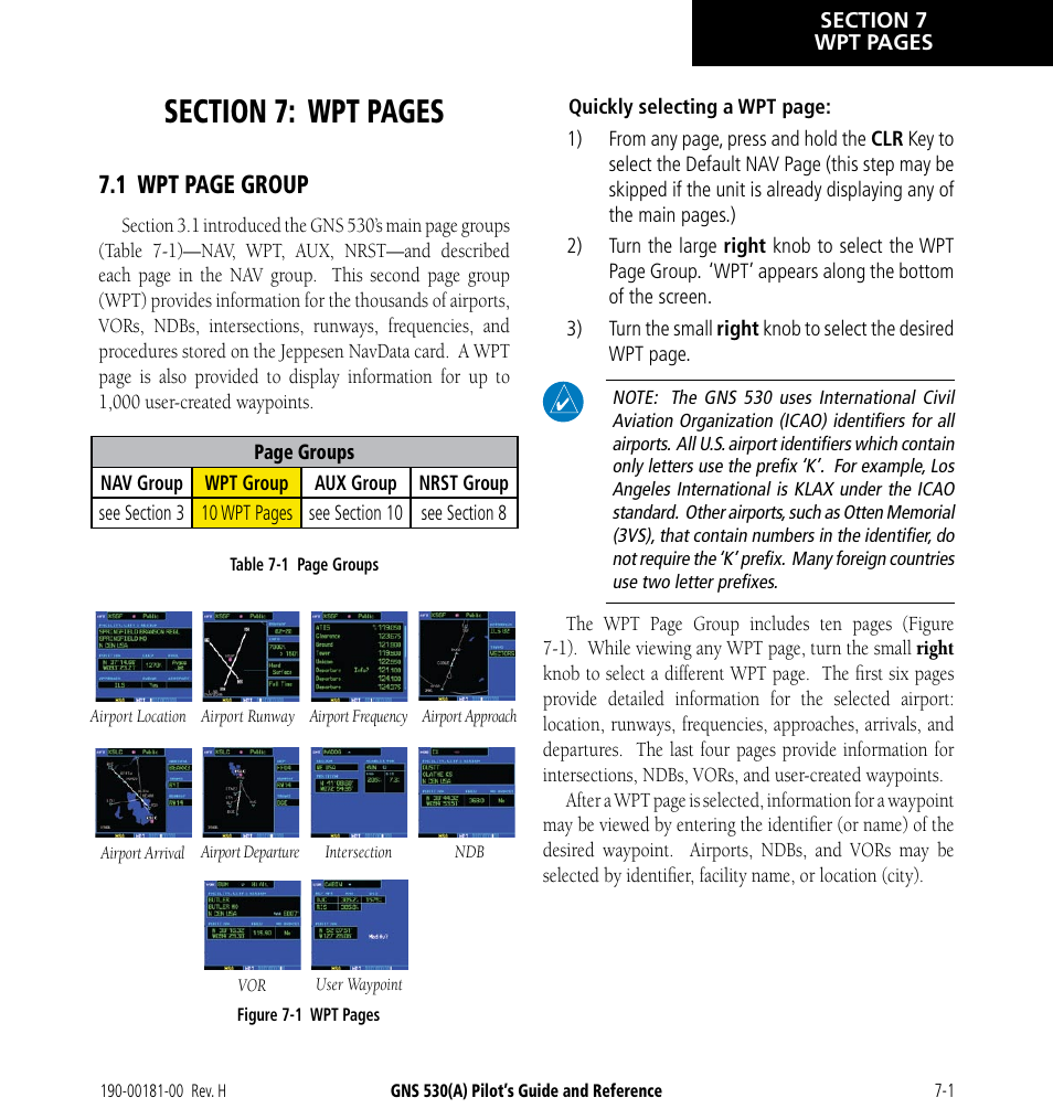 1 wpt page group | Garmin GNS 530 User Manual | Page 117 / 288