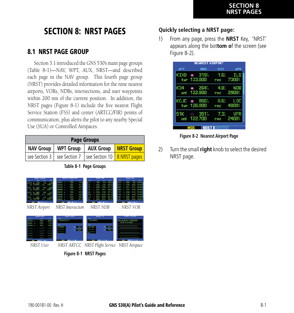 1 nrst page group | Garmin GNS 530 User Manual | Page 143 / 288