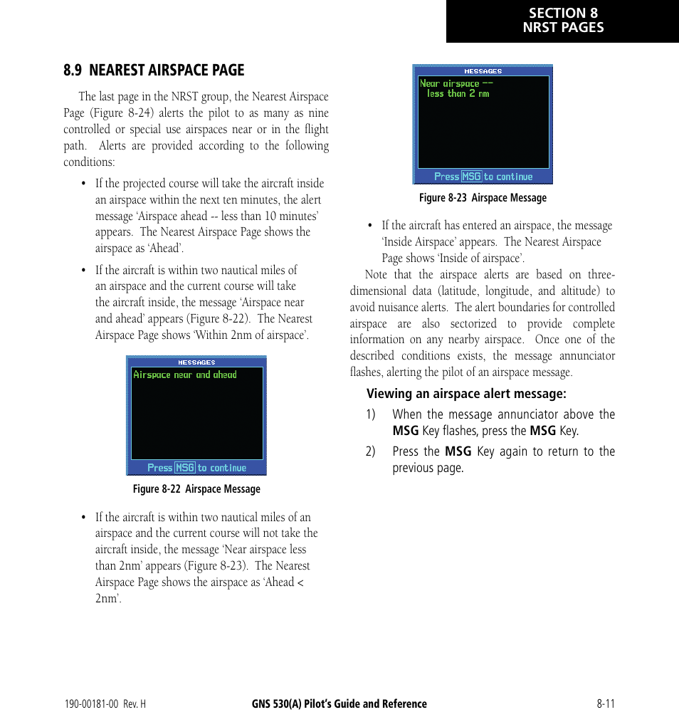 9 nearest airspace page | Garmin GNS 530 User Manual | Page 153 / 288