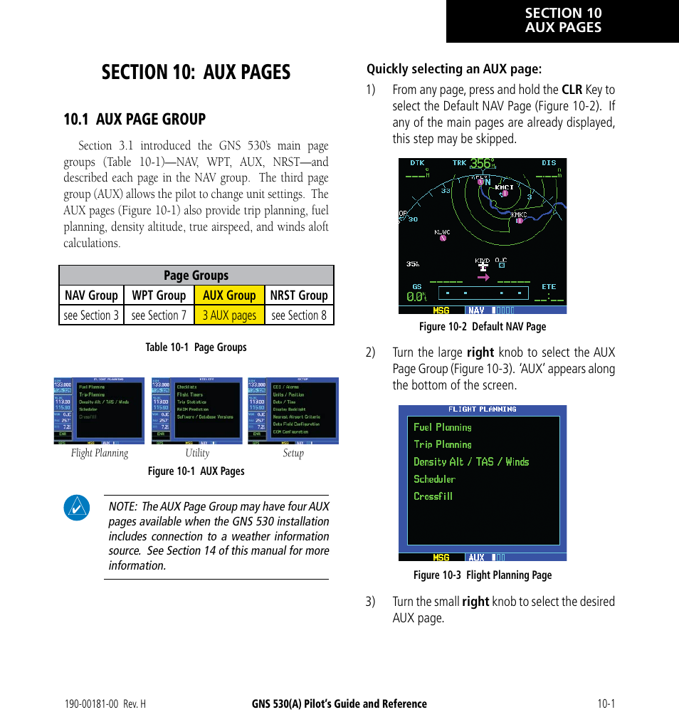 1 aux page group | Garmin GNS 530 User Manual | Page 161 / 288