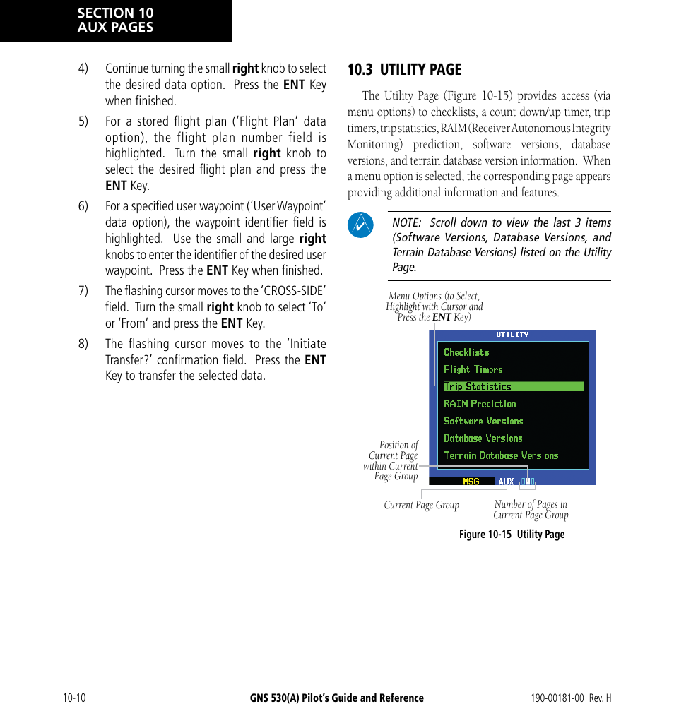 3 utility page | Garmin GNS 530 User Manual | Page 170 / 288