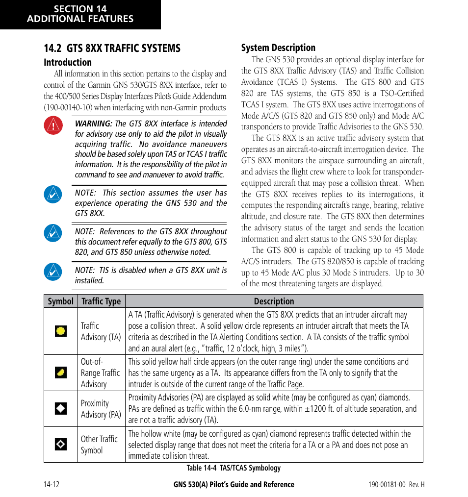 2 gts 8xx traffic systems | Garmin GNS 530 User Manual | Page 228 / 288