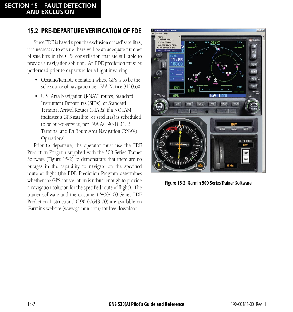 2 pre-departure verification of fde, 2 pre-departure verification of fde -2 | Garmin GNS 530 User Manual | Page 256 / 288