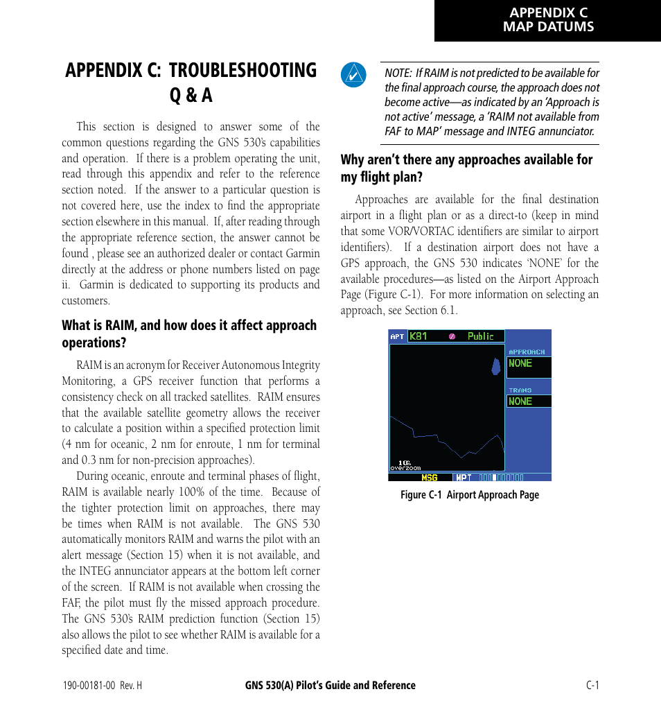 Appendix c: troubleshooting q & a | Garmin GNS 530 User Manual | Page 275 / 288