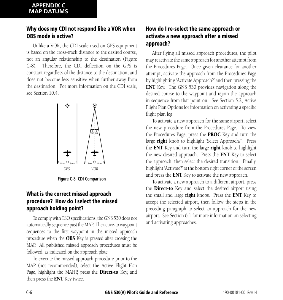 Appendix c map datums | Garmin GNS 530 User Manual | Page 280 / 288