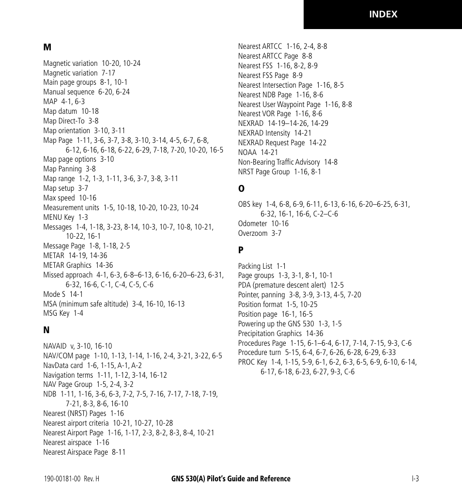 Garmin GNS 530 User Manual | Page 283 / 288