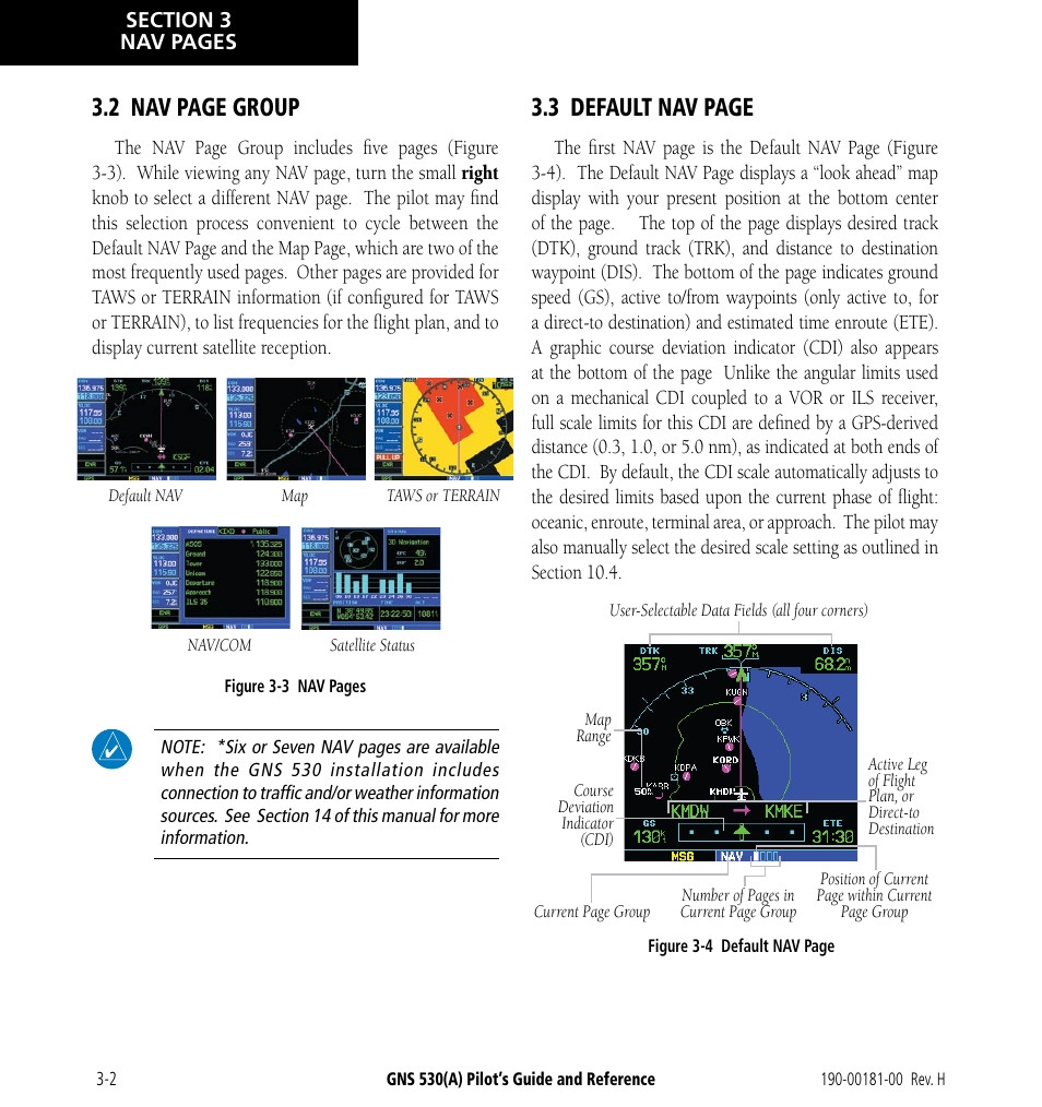 2 nav page group, 3 default nav page | Garmin GNS 530 User Manual | Page 38 / 288