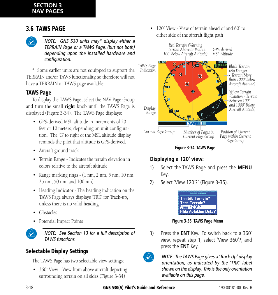 6 taws page | Garmin GNS 530 User Manual | Page 54 / 288