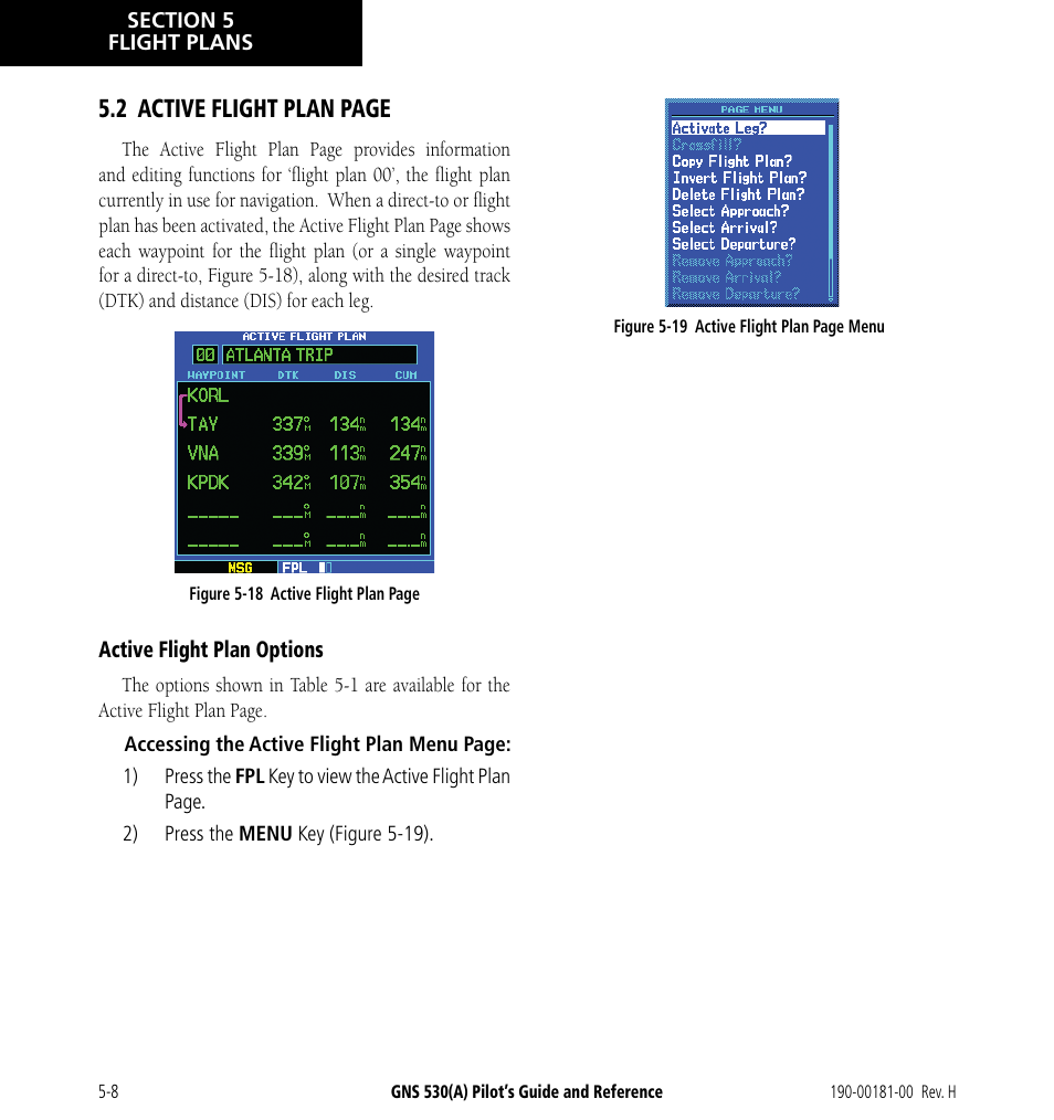 2 active flight plan page | Garmin GNS 530 User Manual | Page 74 / 288