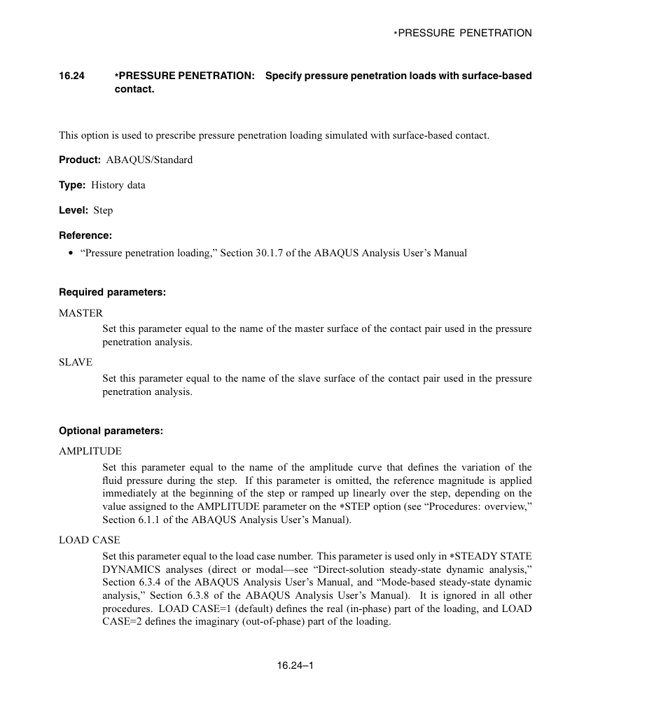 Required parameters, Optional parameters | ABAQUS Volume II: I–Z User Manual | Page 301 / 628