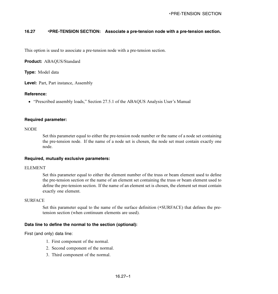 Required parameter, Required, mutually exclusive parameters | ABAQUS Volume II: I–Z User Manual | Page 309 / 628
