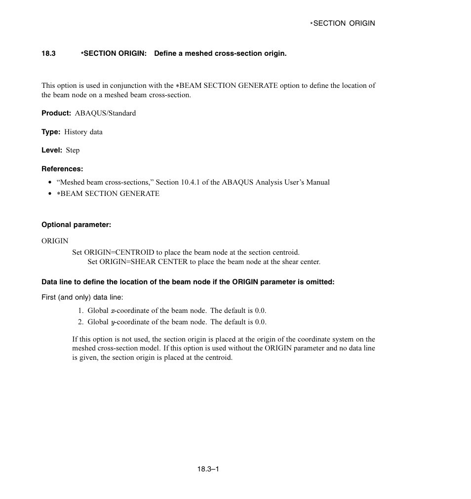 Optional parameter | ABAQUS Volume II: I–Z User Manual | Page 391 / 628