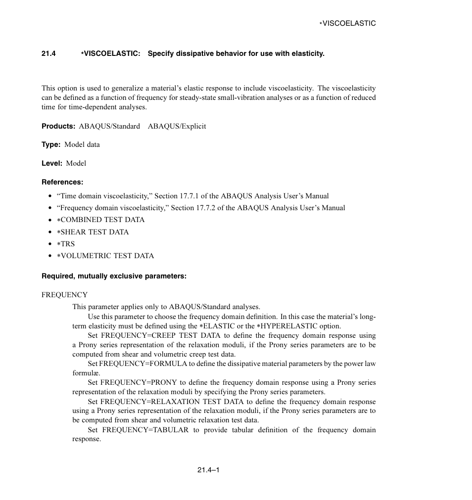 Required, mutually exclusive parameters | ABAQUS Volume II: I–Z User Manual | Page 607 / 628