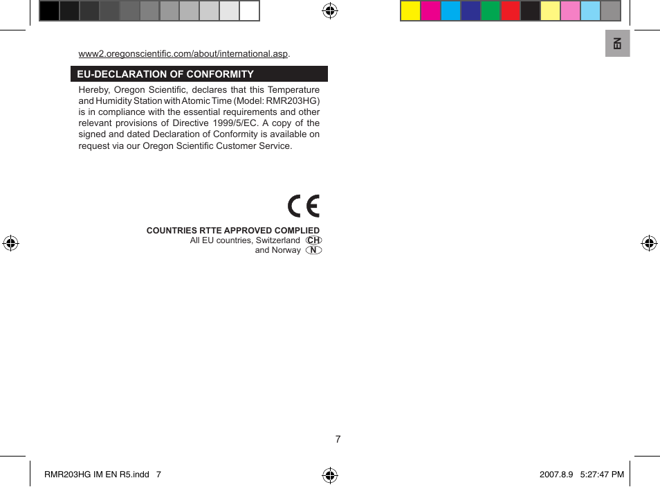 Oregon Scientic RMR203HG User Manual | Page 7 / 7