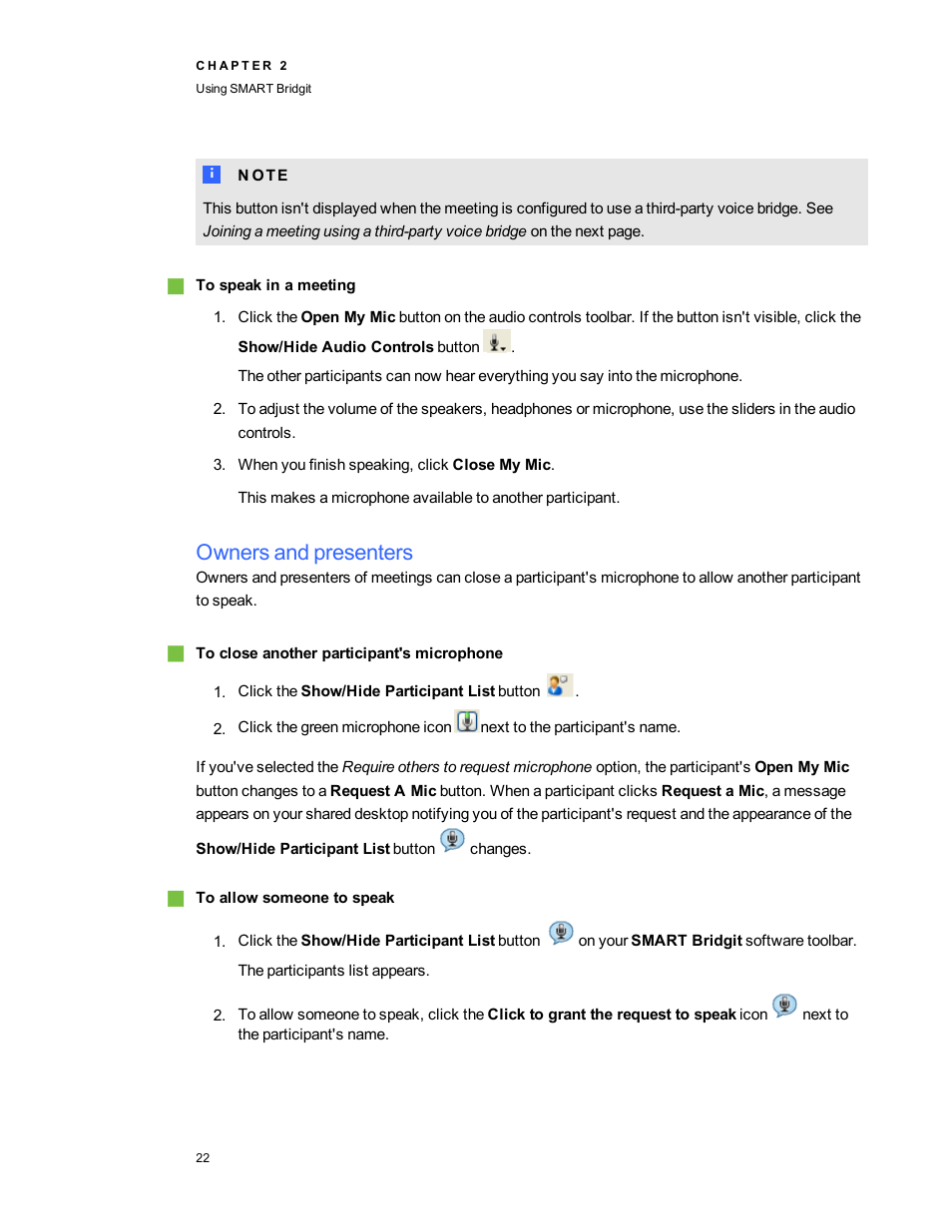 Owners and presenters | Smart Technologies Bridgit 4.5 User Manual | Page 24 / 62