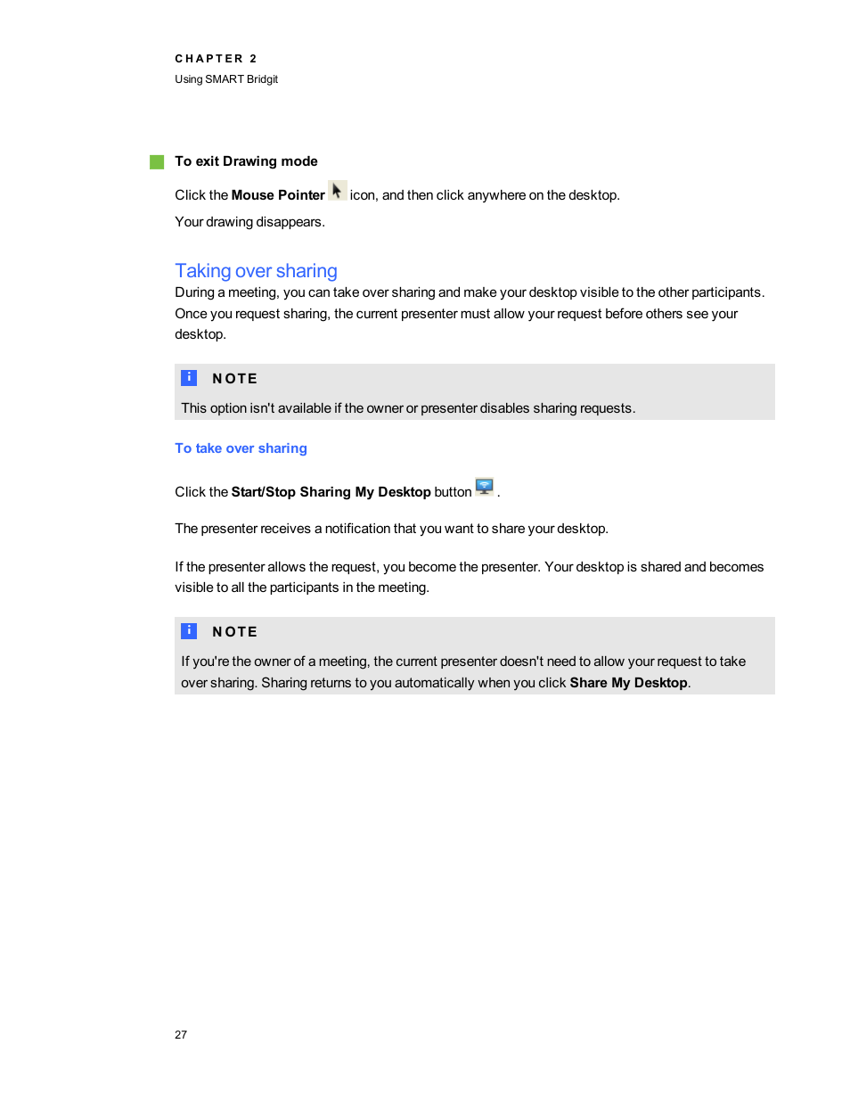 Taking over sharing | Smart Technologies Bridgit 4.5 User Manual | Page 29 / 62