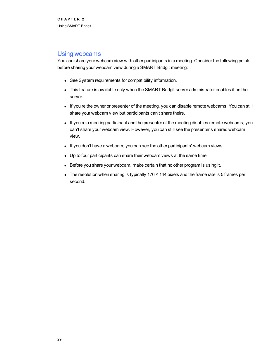 Using webcams | Smart Technologies Bridgit 4.5 User Manual | Page 31 / 62