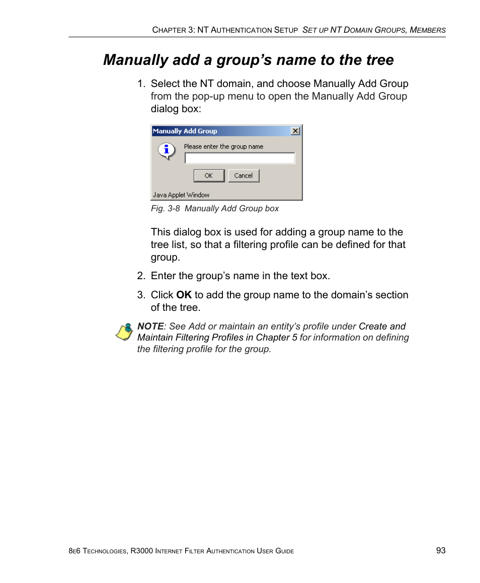 Manually add a group’s name to the tree | 8e6 Technologies Enterprise Filter Authentication R3000 User Manual | Page 107 / 333