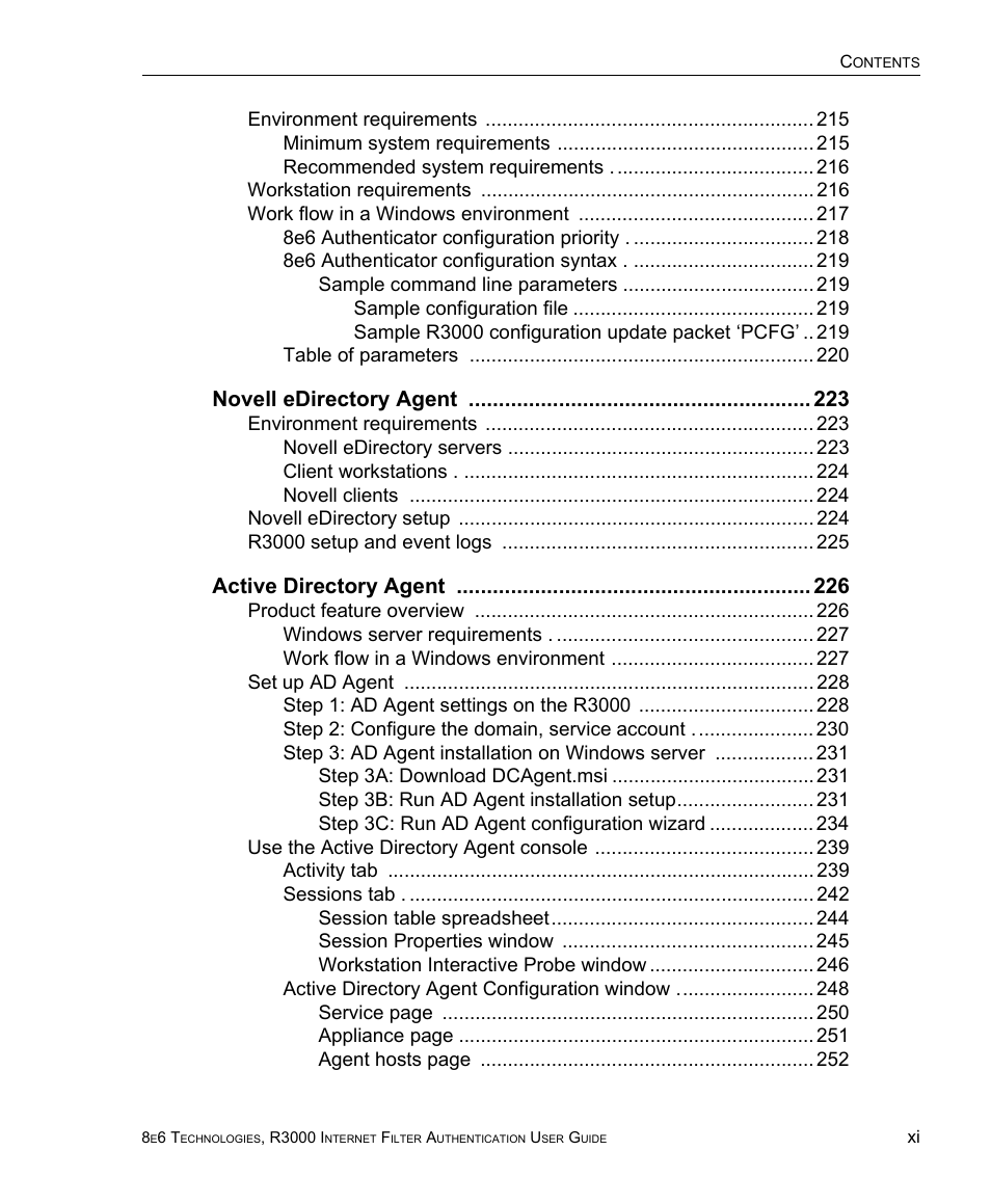 Novell edirectory agent, Active directory agent | 8e6 Technologies Enterprise Filter Authentication R3000 User Manual | Page 11 / 333