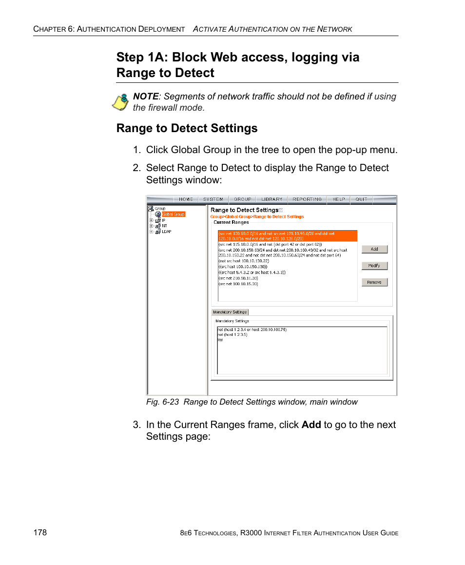 Range to detect settings | 8e6 Technologies Enterprise Filter Authentication R3000 User Manual | Page 192 / 333