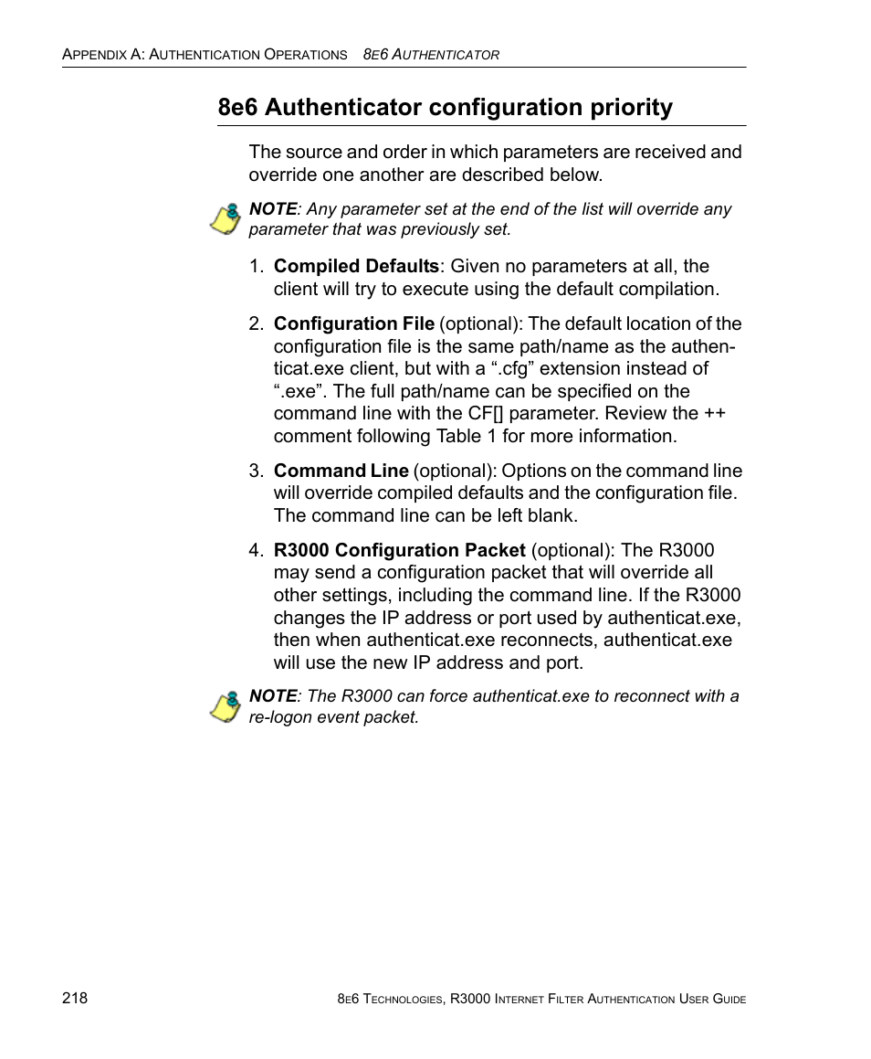 8e6 authenticator configuration priority | 8e6 Technologies Enterprise Filter Authentication R3000 User Manual | Page 232 / 333