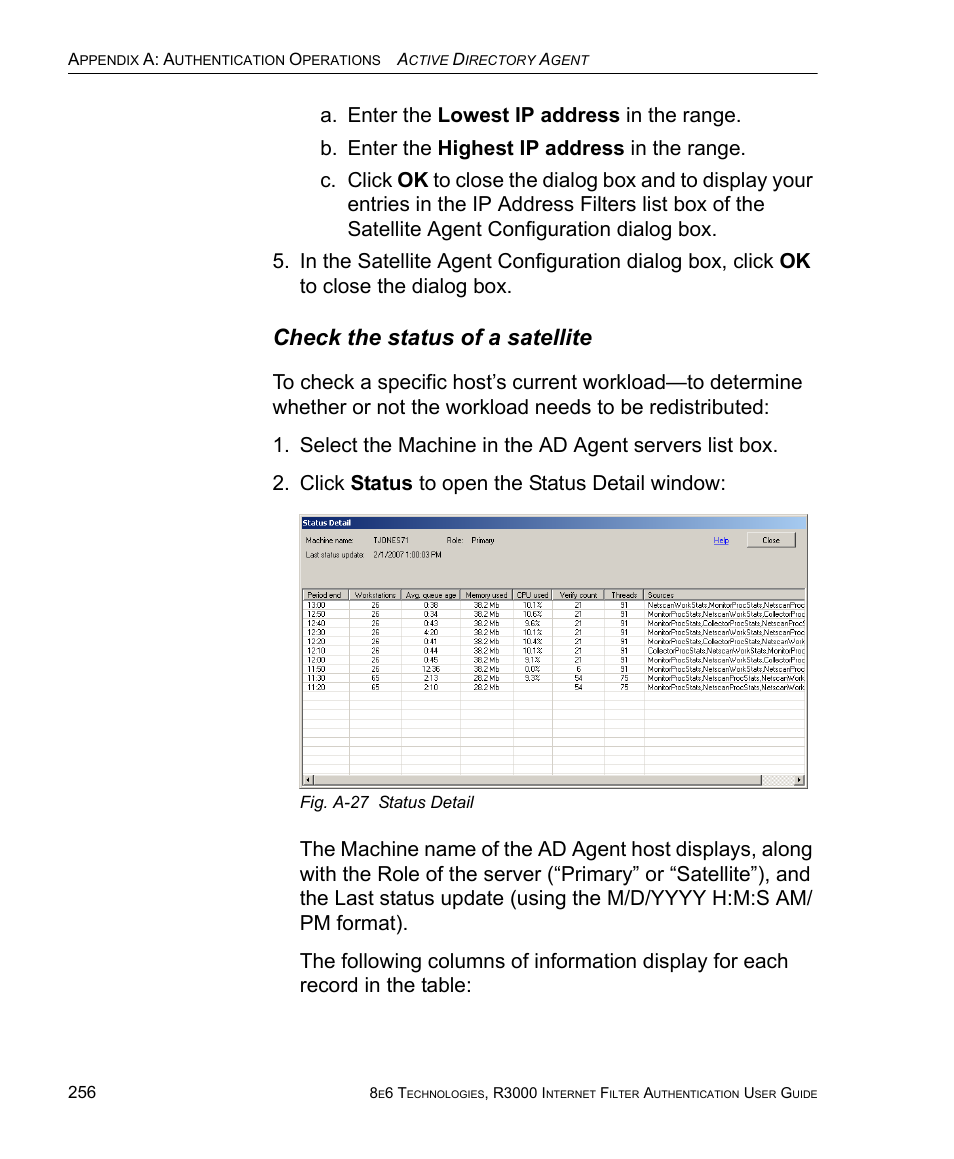 Check the status of a satellite | 8e6 Technologies Enterprise Filter Authentication R3000 User Manual | Page 270 / 333