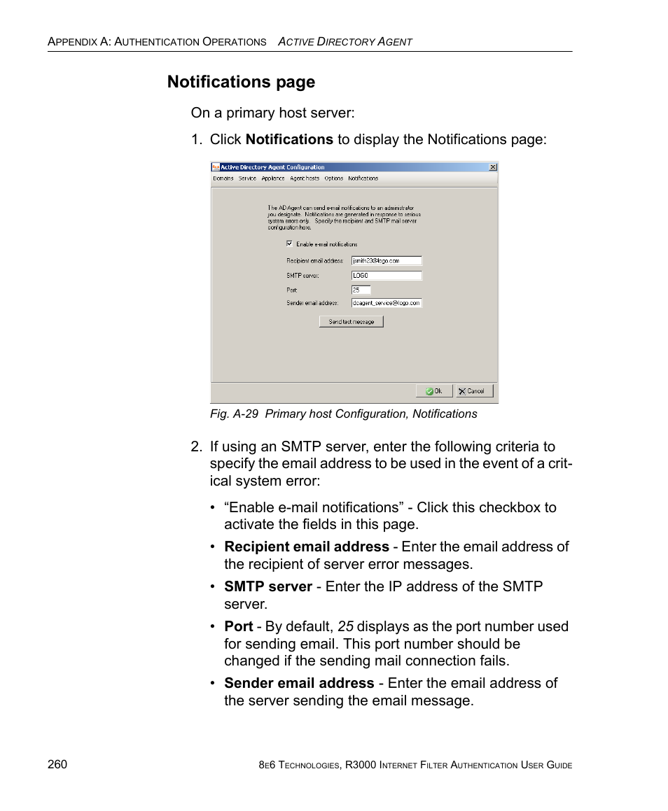 Notifications page | 8e6 Technologies Enterprise Filter Authentication R3000 User Manual | Page 274 / 333