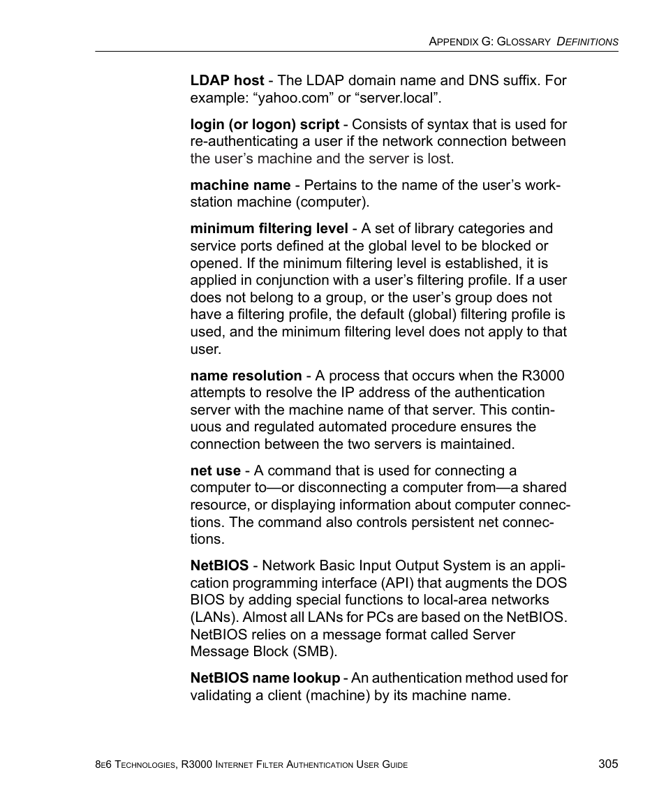 8e6 Technologies Enterprise Filter Authentication R3000 User Manual | Page 319 / 333