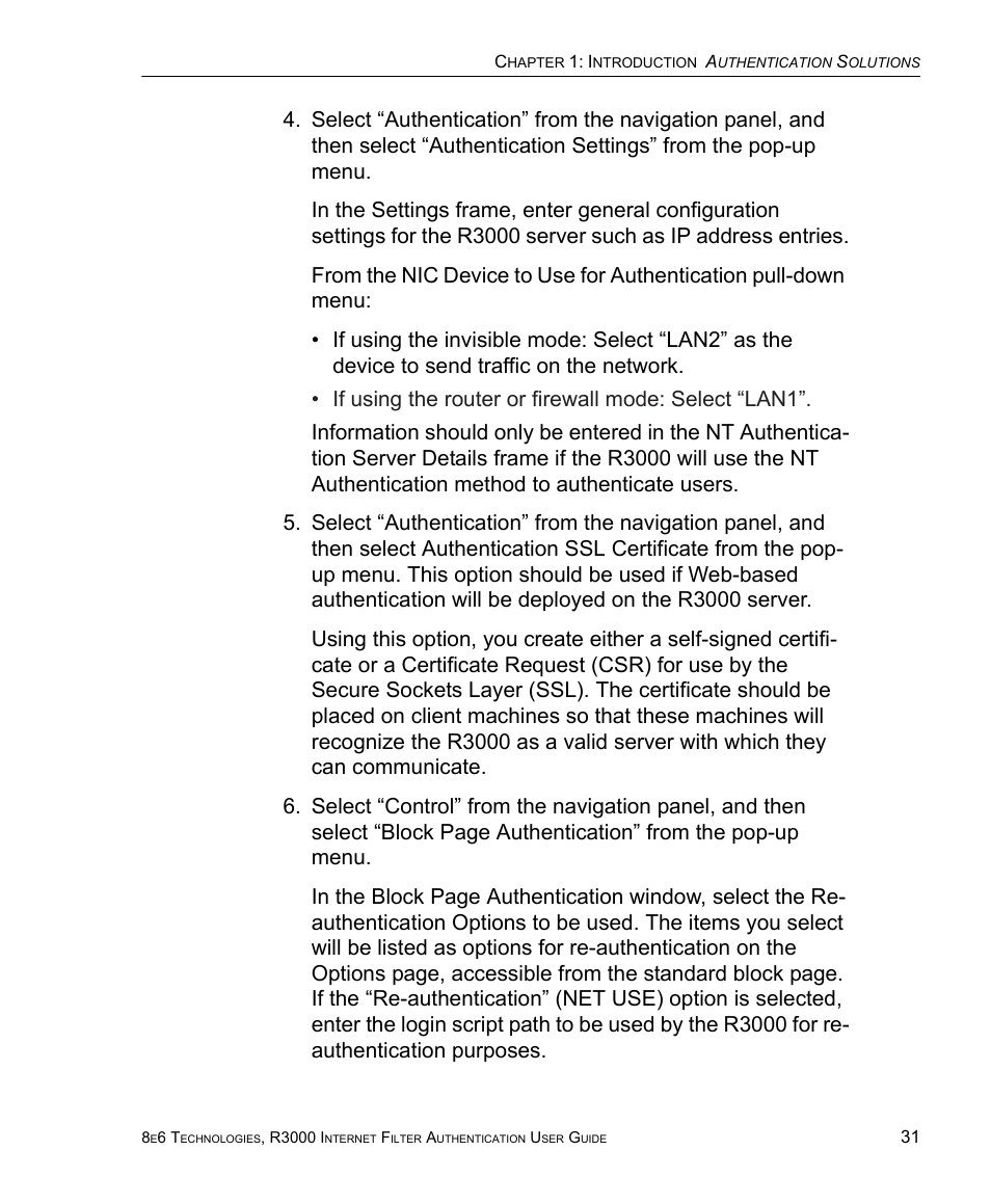 8e6 Technologies Enterprise Filter Authentication R3000 User Manual | Page 45 / 333
