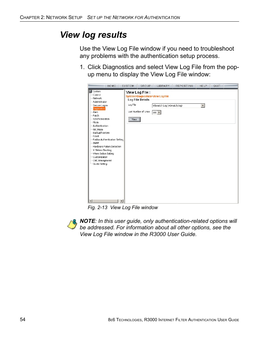 View log results | 8e6 Technologies Enterprise Filter Authentication R3000 User Manual | Page 68 / 333