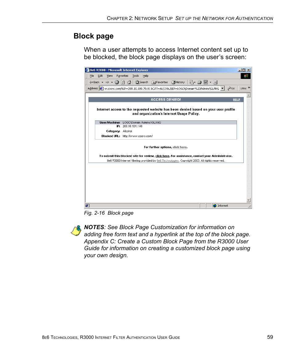 Block page | 8e6 Technologies Enterprise Filter Authentication R3000 User Manual | Page 73 / 333