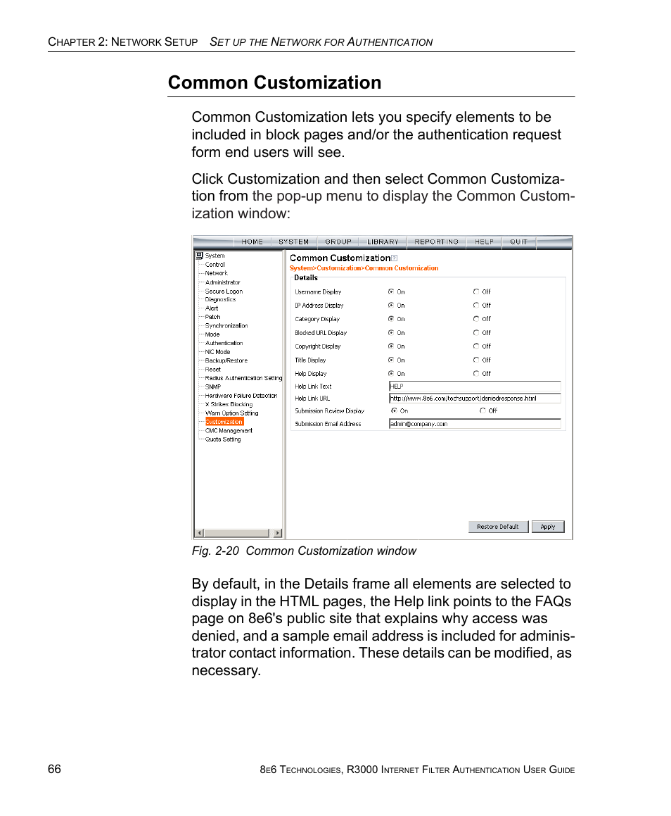 Common customization | 8e6 Technologies Enterprise Filter Authentication R3000 User Manual | Page 80 / 333
