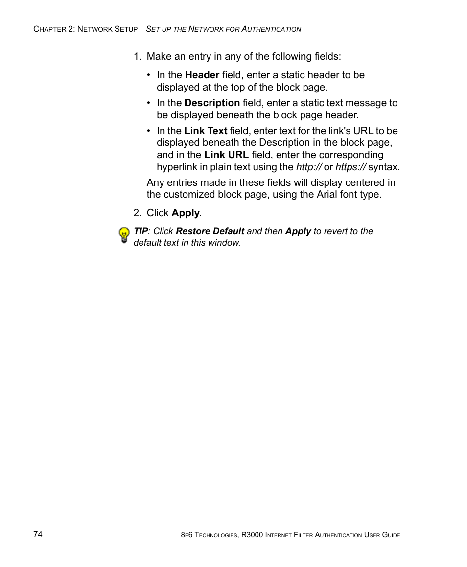 8e6 Technologies Enterprise Filter Authentication R3000 User Manual | Page 88 / 333