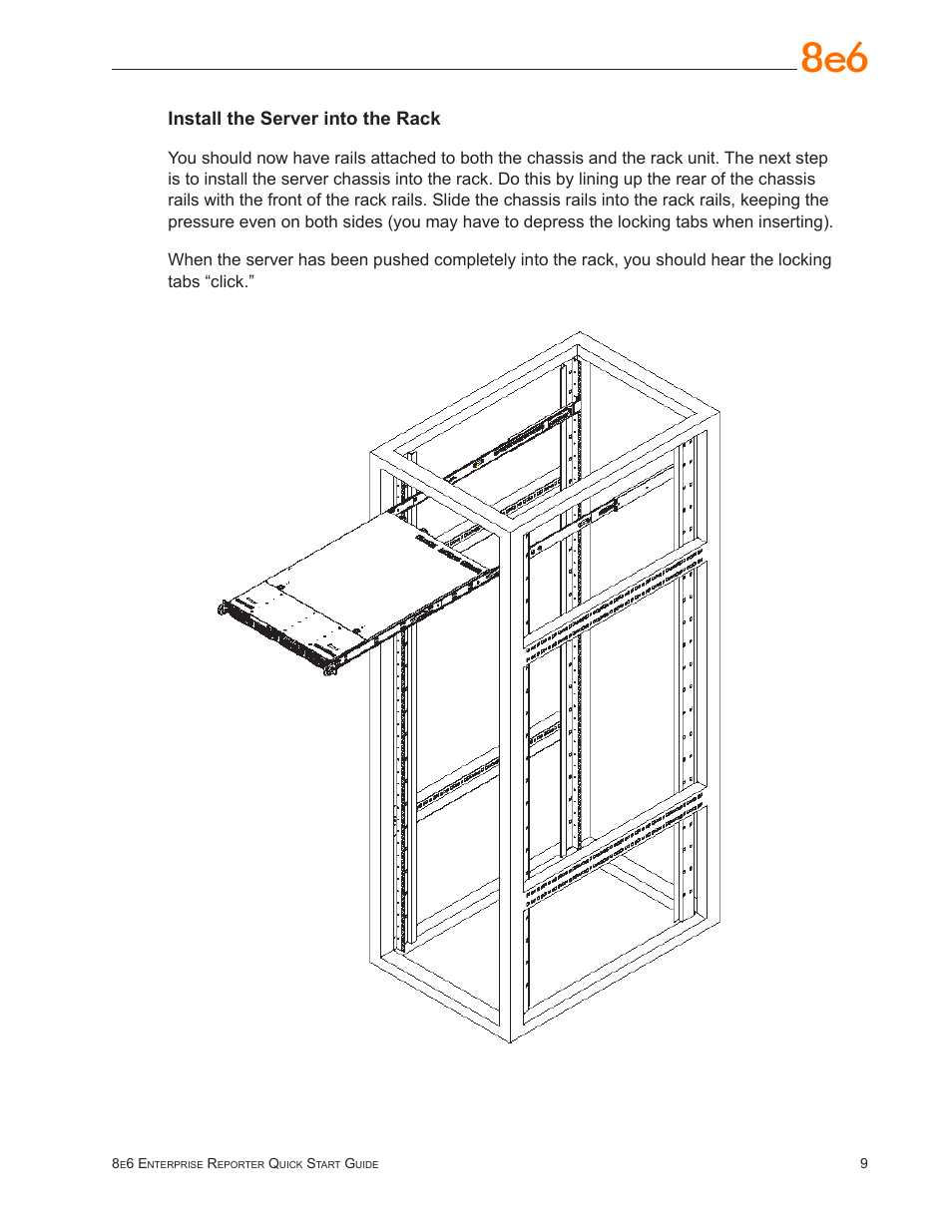 Install the server into the rack | 8e6 Technologies Enterprise Reporter SL-002-002 User Manual | Page 13 / 76