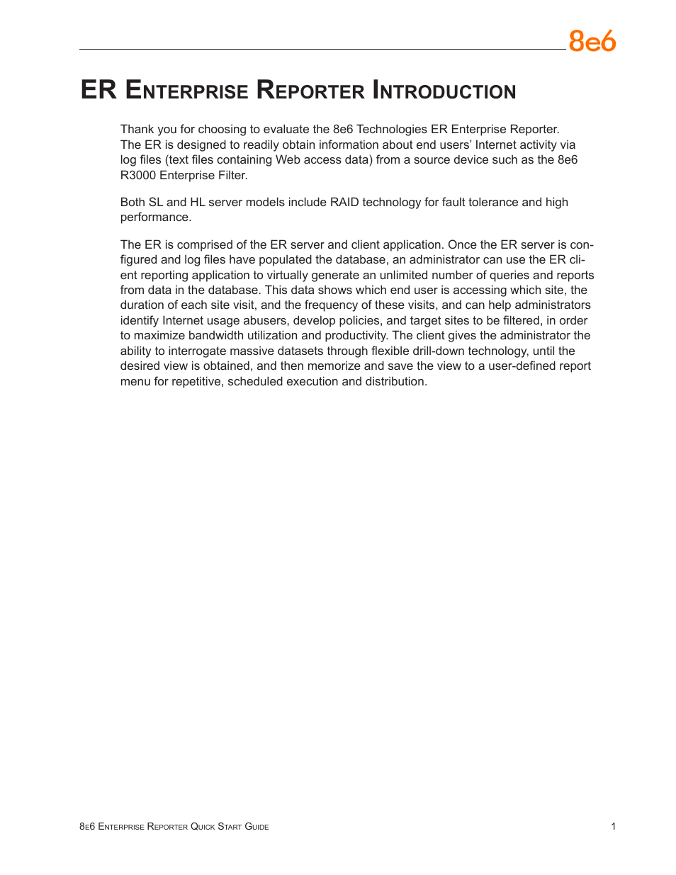 Er enterprise reporter introduction, Er e, Nterprise | Eporter, Ntroduction | 8e6 Technologies Enterprise Reporter SL-002-002 User Manual | Page 5 / 76