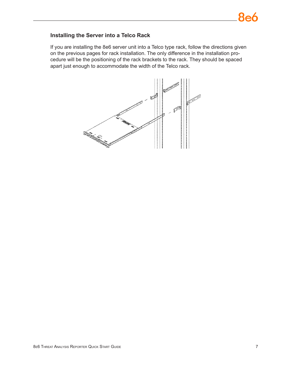 Installing the server into a telco rack | 8e6 Technologies Threat Analysis Reporter TAR 1.0 User Manual | Page 11 / 54