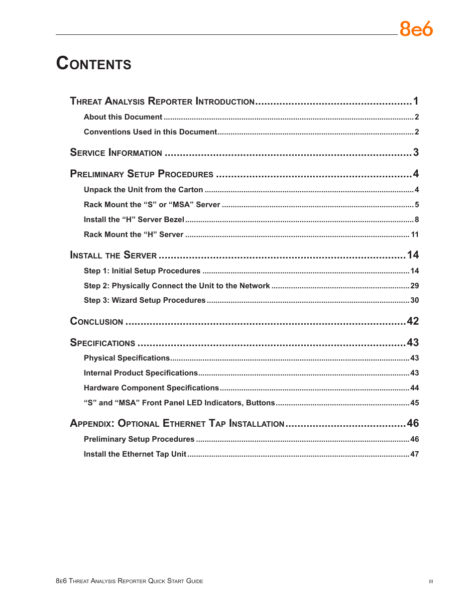 8e6 Technologies Threat Analysis Reporter TAR 1.0 User Manual | Page 3 / 54