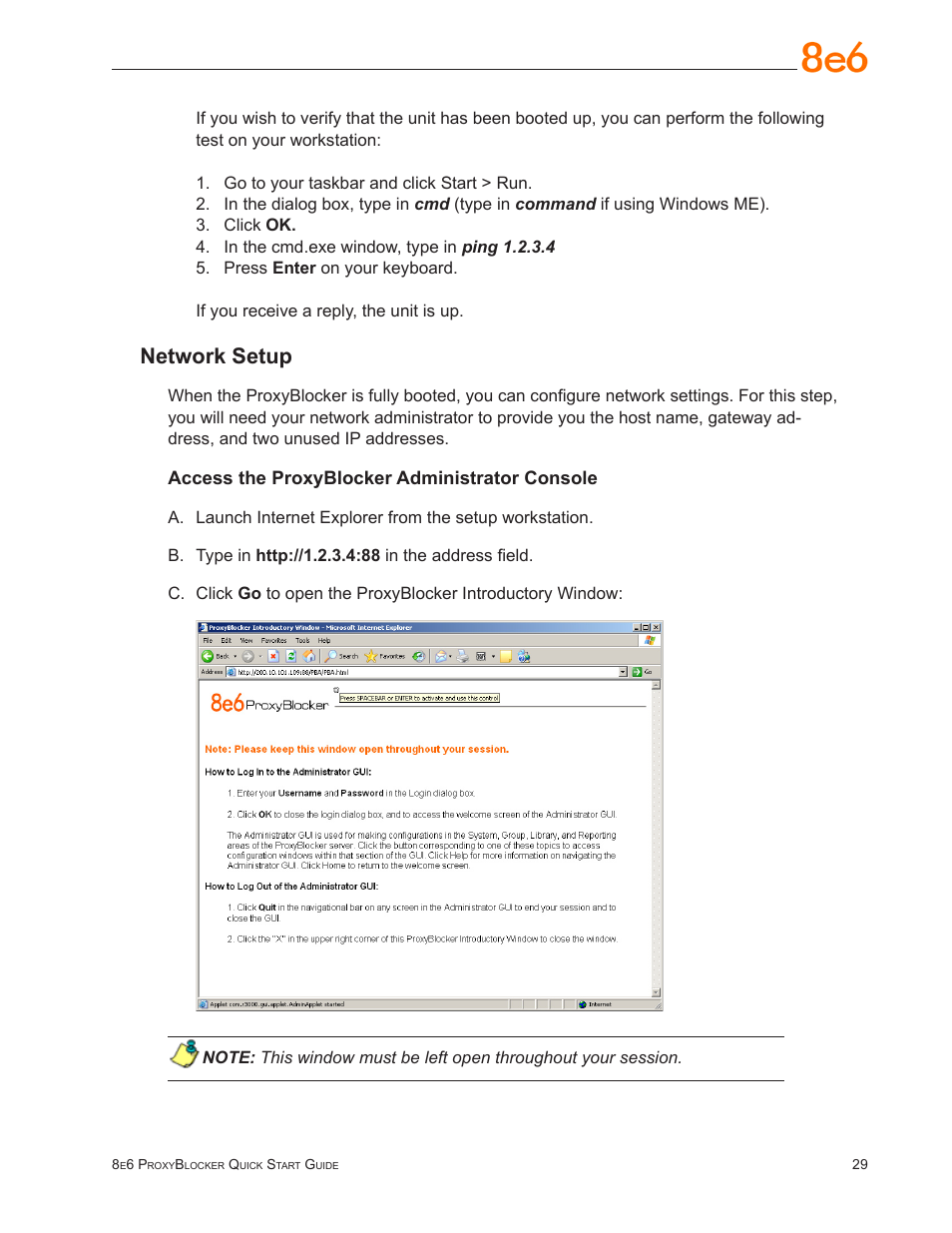 Network setup | 8e6 Technologies ProxyBlocker MSA-004-005 User Manual | Page 33 / 52