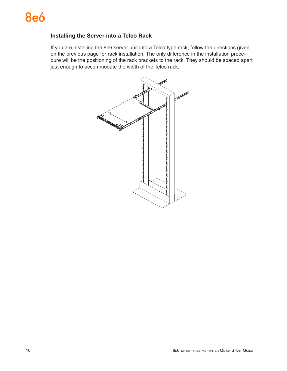 Installing the server into a telco rack | 8e6 Technologies ER3-100 (5K02-55) User Manual | Page 20 / 74